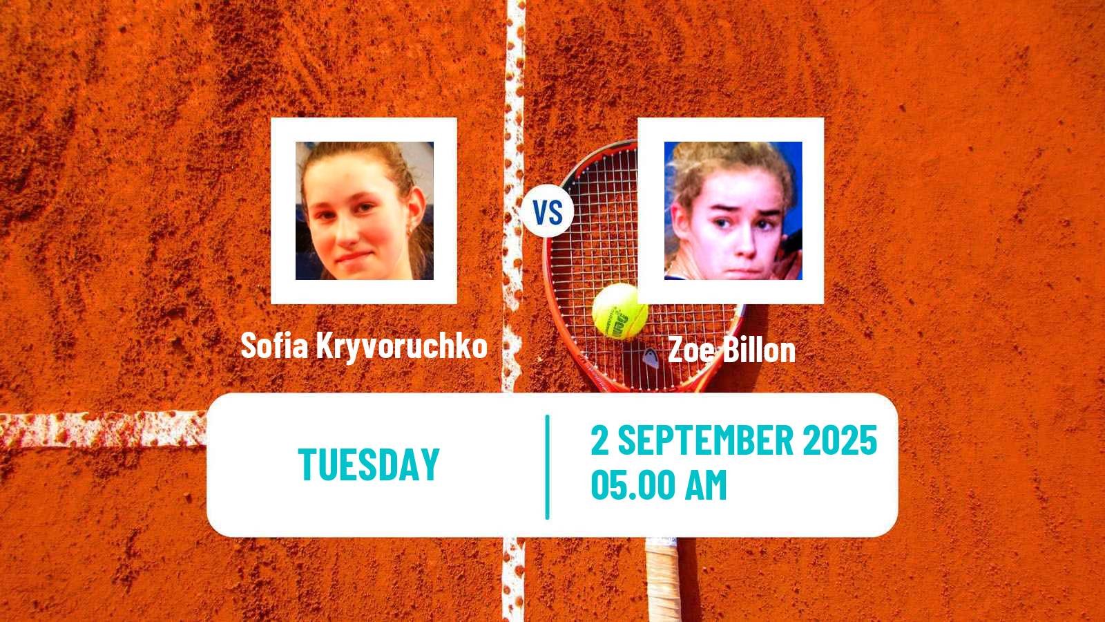 Tennis ITF W15 Dinard Women Sofia Kryvoruchko - Zoe Billon