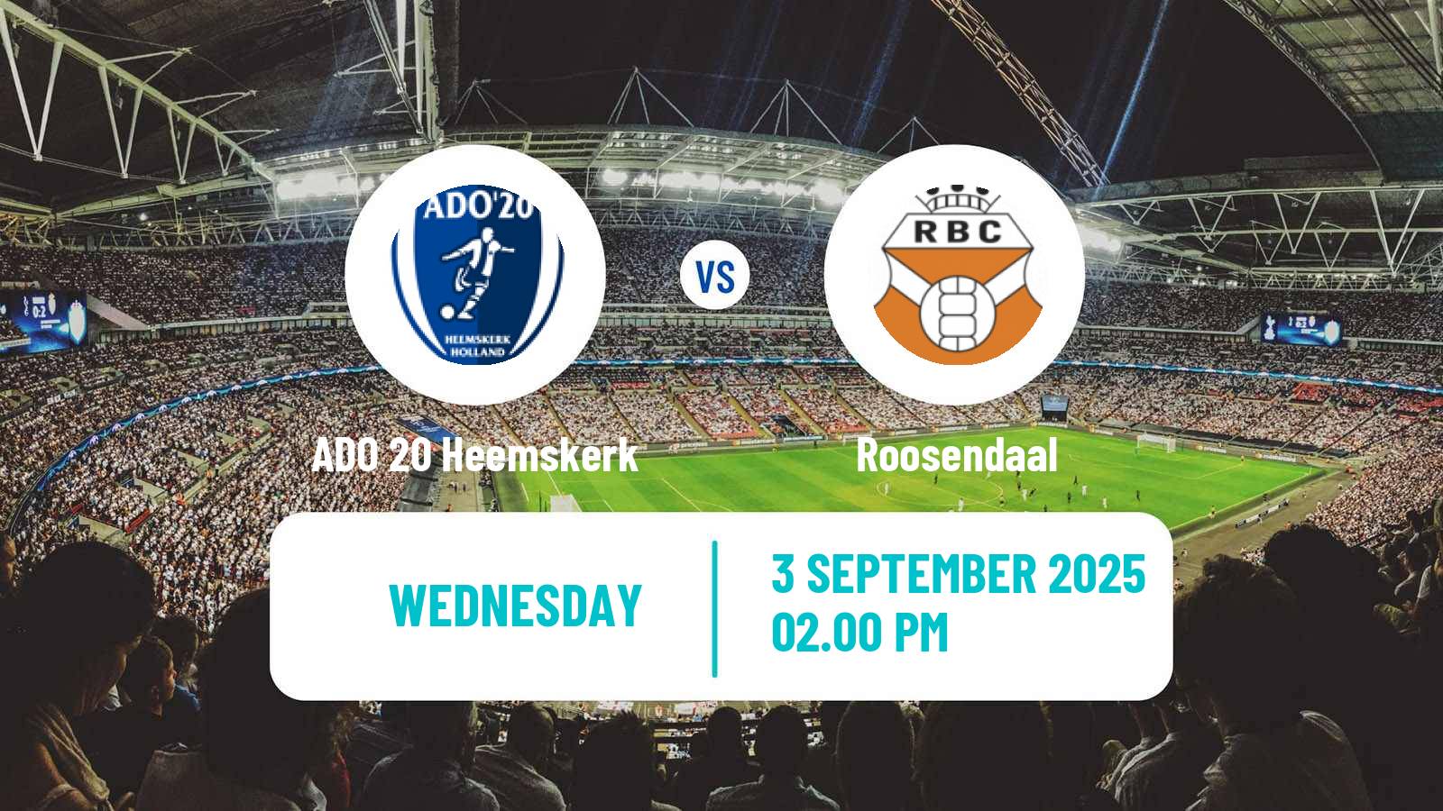 Soccer Dutch KNVB Beker ADO 20 Heemskerk - Roosendaal