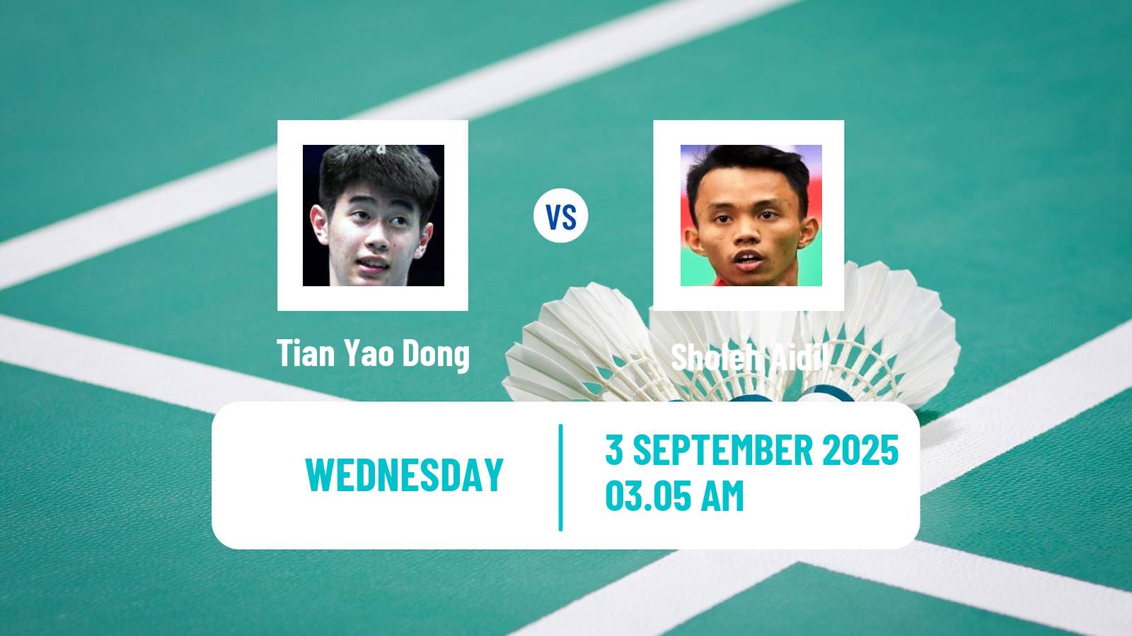 Badminton BWF World Tour China Masters 2 Men Tian Yao Dong - Sholeh Aidil