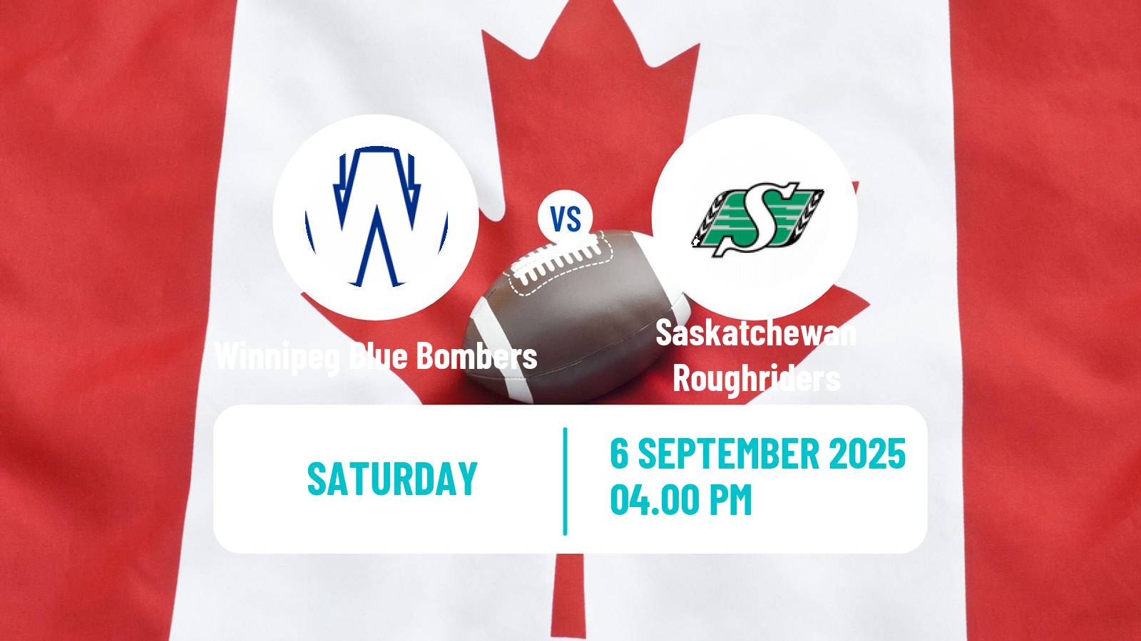 Canadian football CFL Winnipeg Blue Bombers - Saskatchewan Roughriders