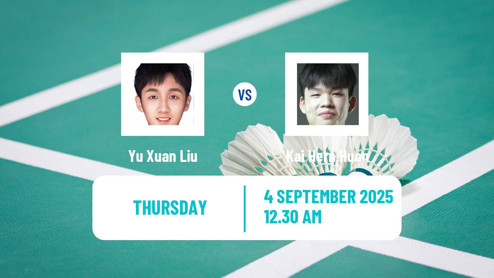 Badminton BWF World Tour China Masters 2 Men Yu Xuan Liu - Kai Hern Huan