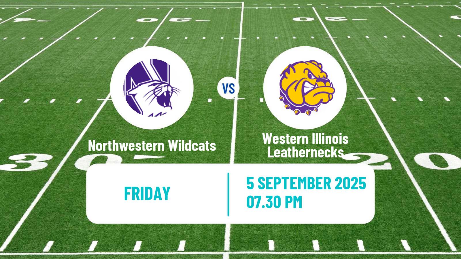 American football NCAA College Football Northwestern Wildcats - Western Illinois Leathernecks