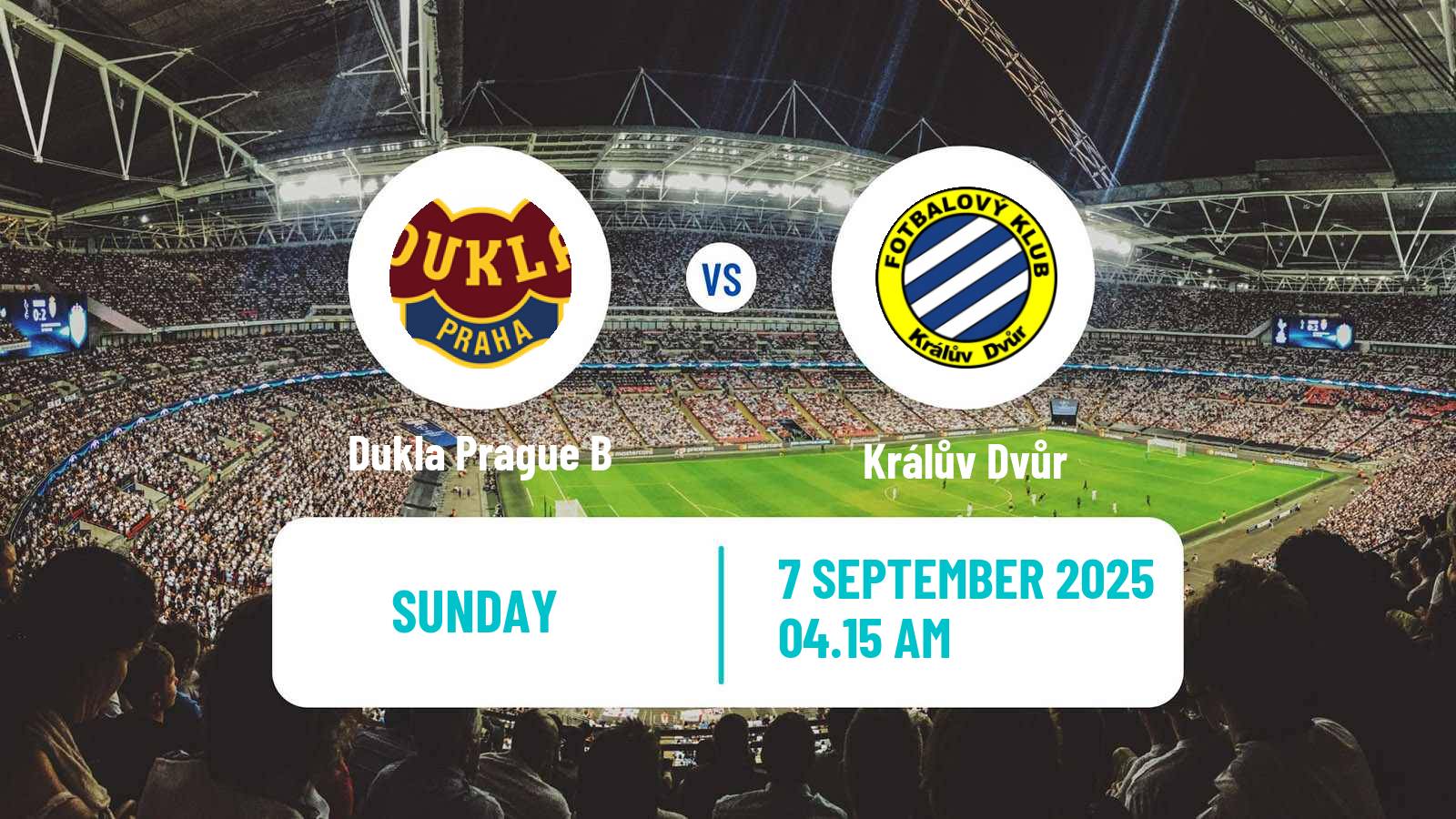Soccer Czech CFL Group A Dukla Prague B - Králův Dvůr