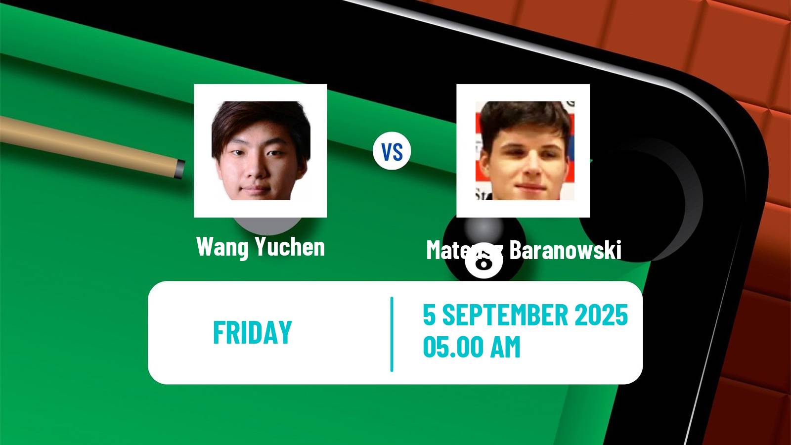 Snooker Northern Ireland Open Wang Yuchen - Mateusz Baranowski