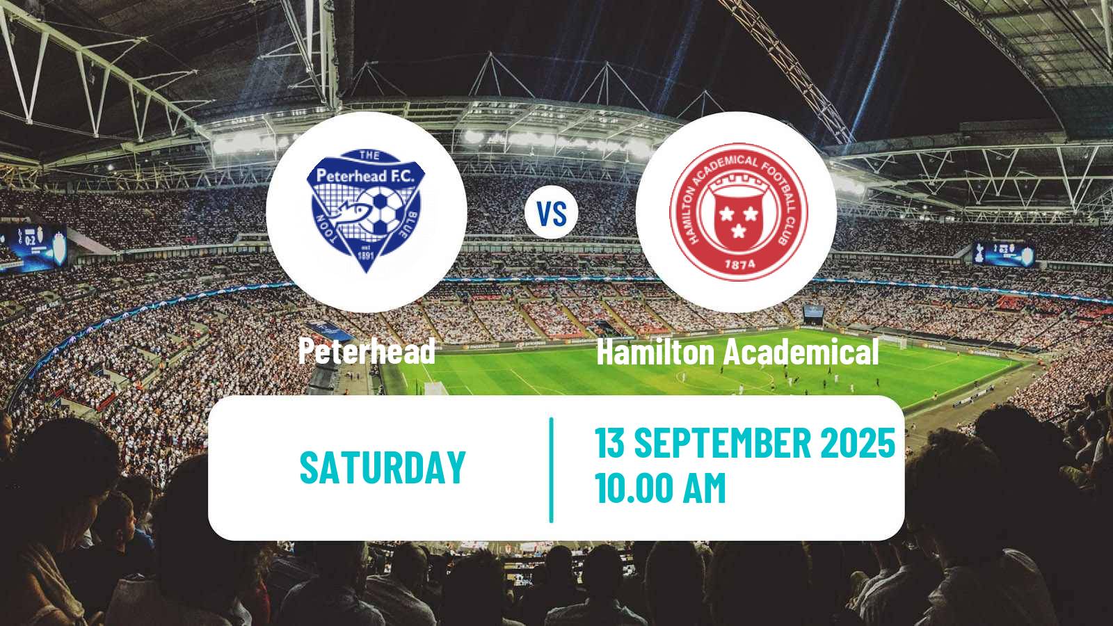 Soccer Scottish League One Peterhead - Hamilton Academical