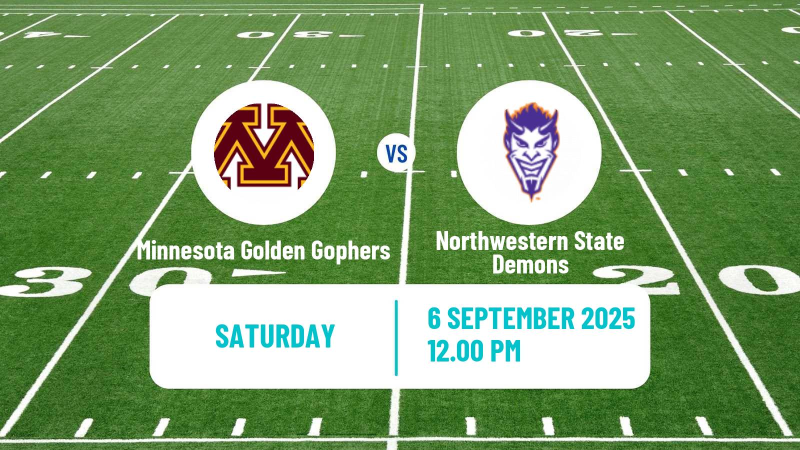 American football NCAA College Football Minnesota Golden Gophers - Northwestern State Demons