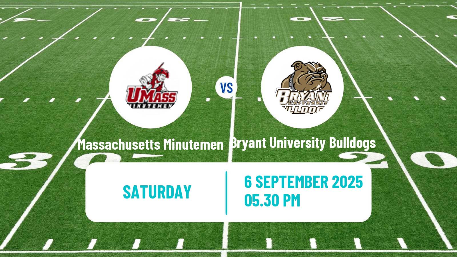 American football NCAA College Football Massachusetts Minutemen - Bryant University Bulldogs
