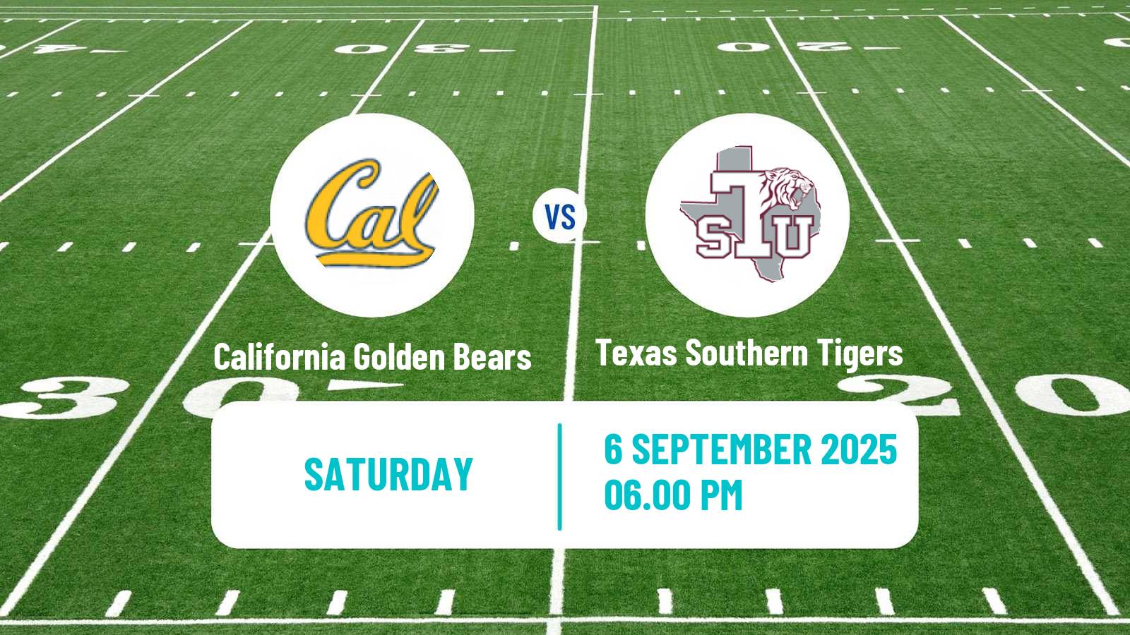 American football NCAA College Football California Golden Bears - Texas Southern Tigers