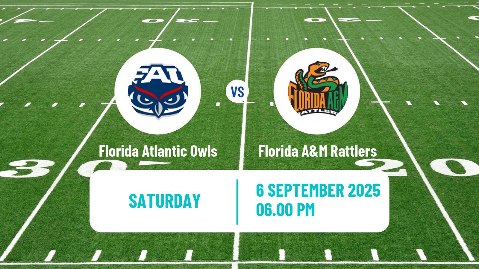 American football NCAA College Football Florida Atlantic Owls - Florida A&M Rattlers