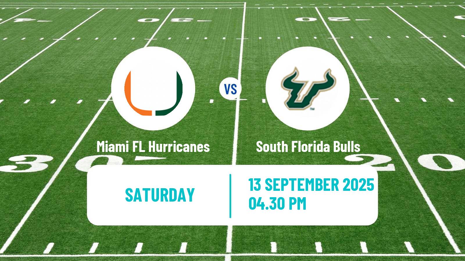 American football NCAA College Football Miami FL Hurricanes - South Florida Bulls