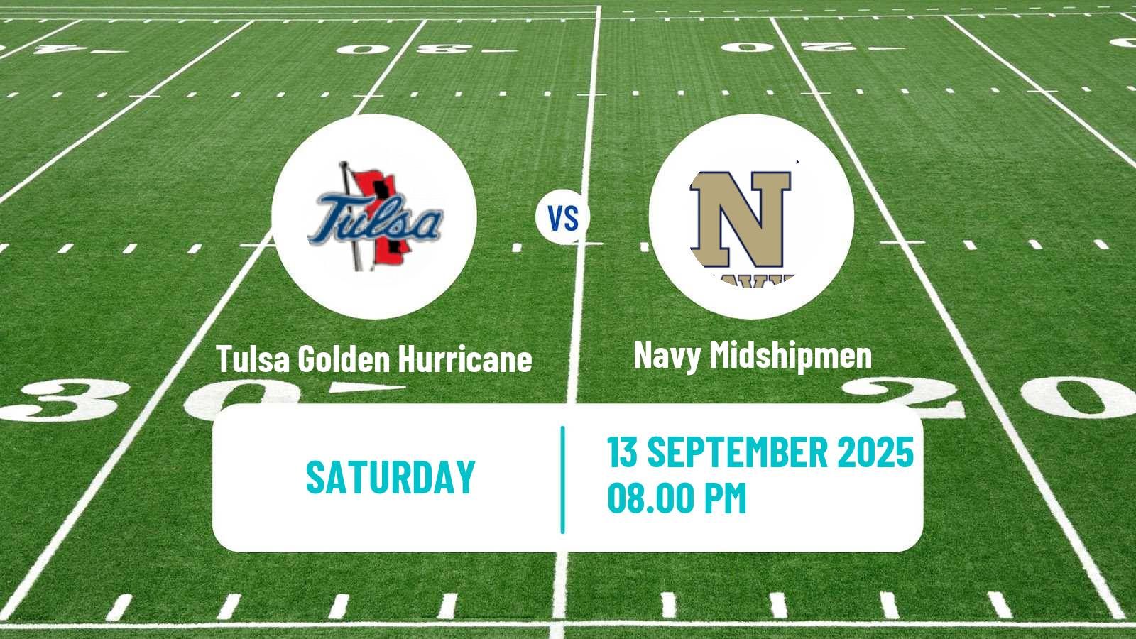 American football NCAA College Football Tulsa Golden Hurricane - Navy Midshipmen