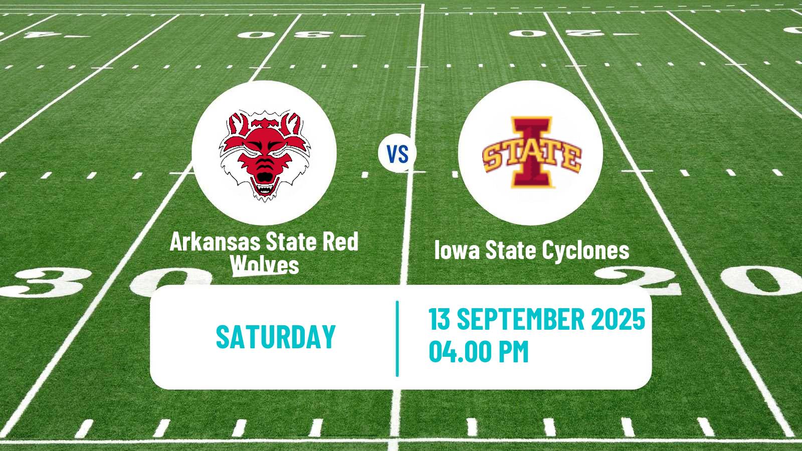 American football NCAA College Football Arkansas State Red Wolves - Iowa State Cyclones