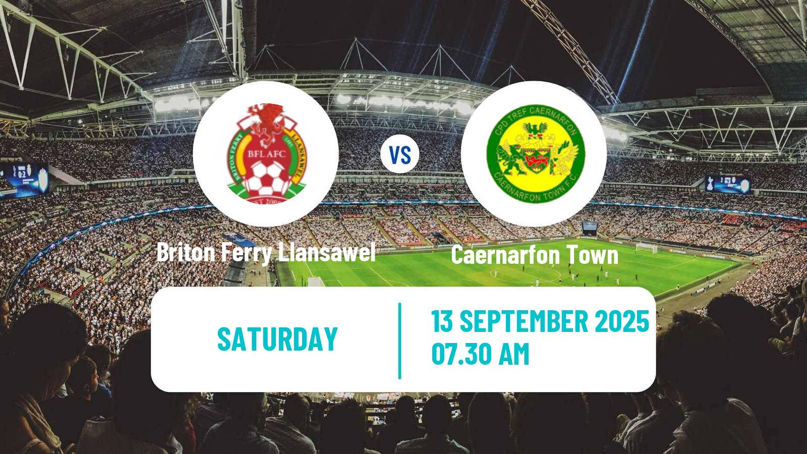 Soccer Welsh Cymru Premier Briton Ferry Llansawel - Caernarfon Town