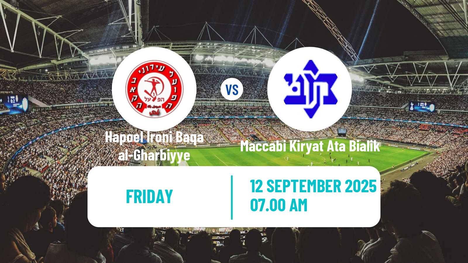 Soccer Israeli Liga Alef North Hapoel Ironi Baqa al-Gharbiyye - Maccabi Kiryat Ata Bialik