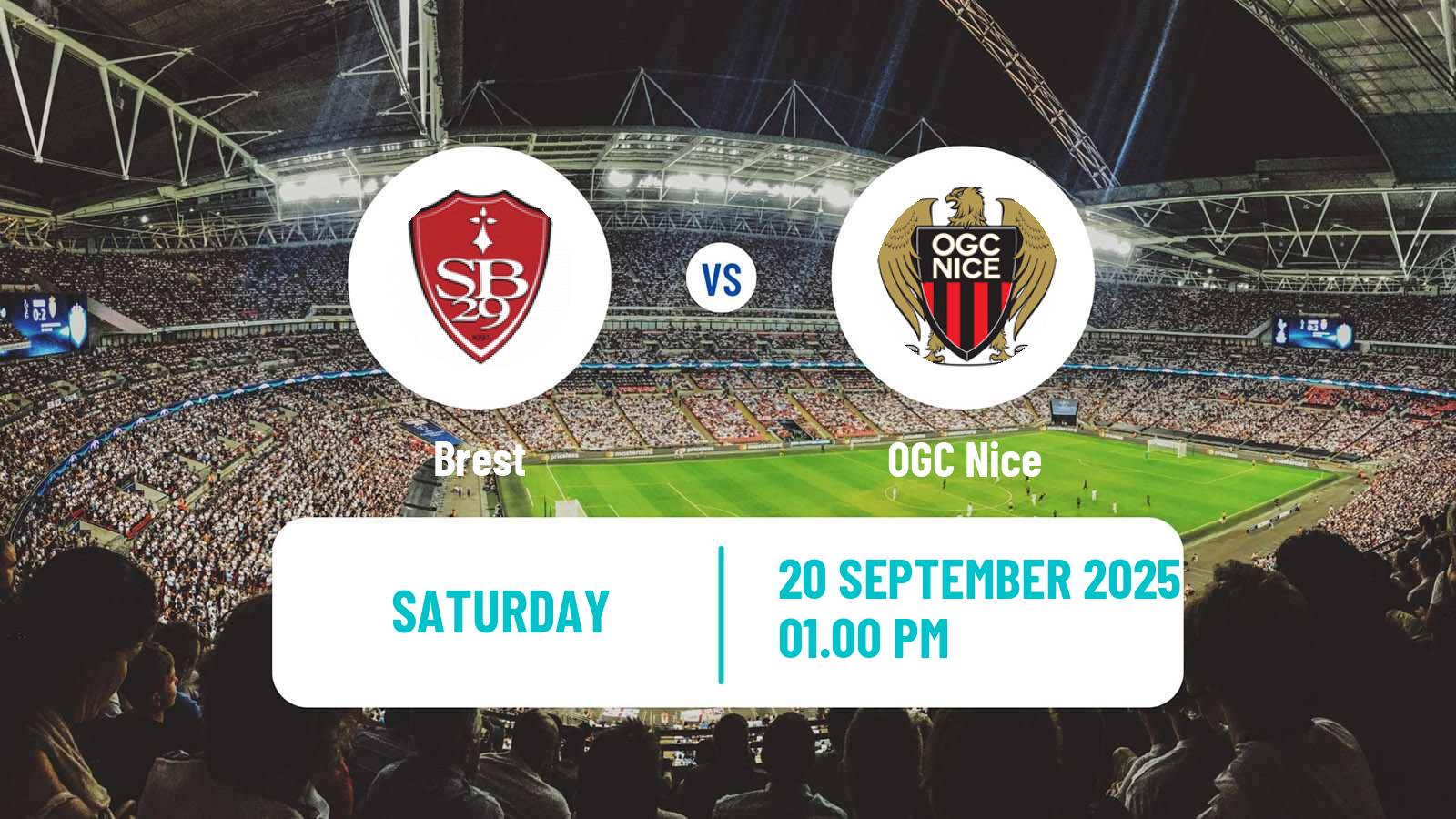 Soccer French Ligue 1 Brest - Nice