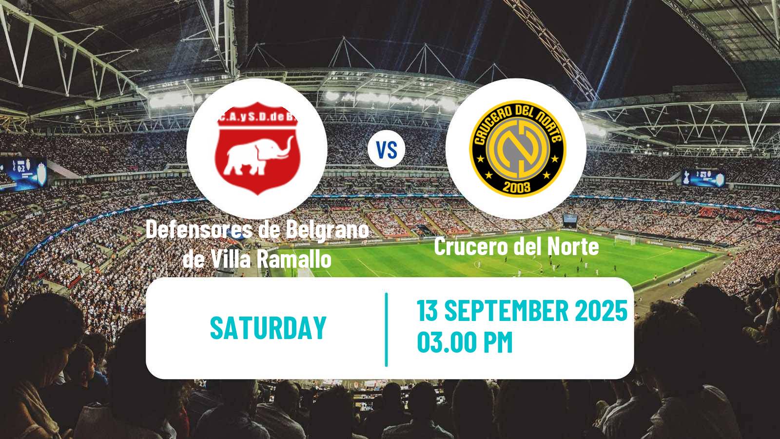 Soccer Argentinian Torneo Federal Defensores de Belgrano de Villa Ramallo - Crucero del Norte