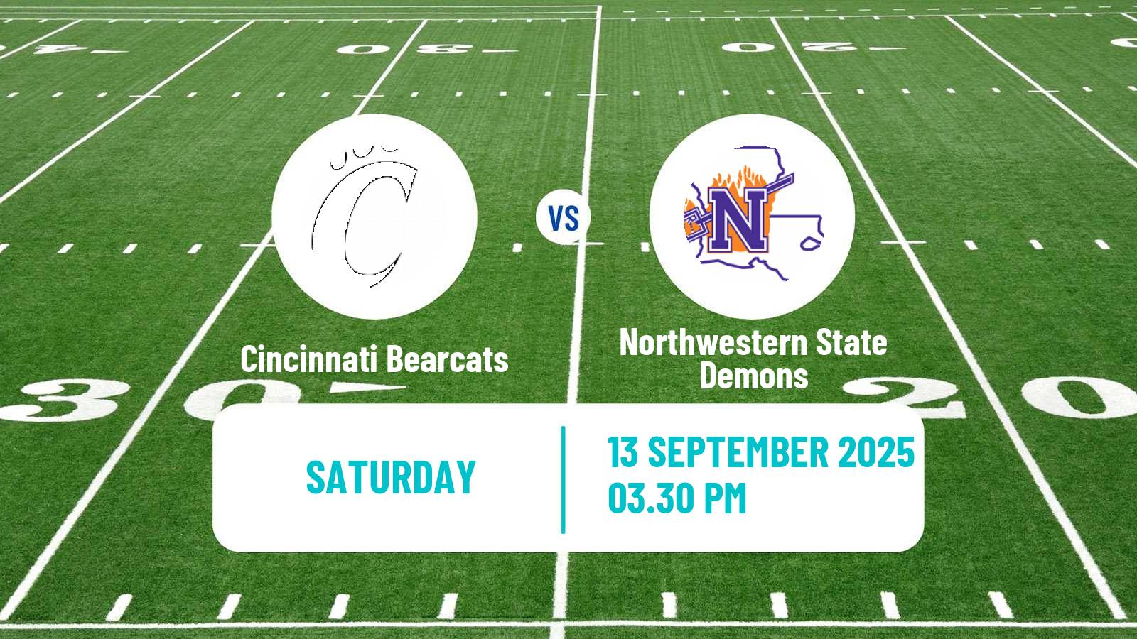 American football NCAA College Football Cincinnati Bearcats - Northwestern State Demons