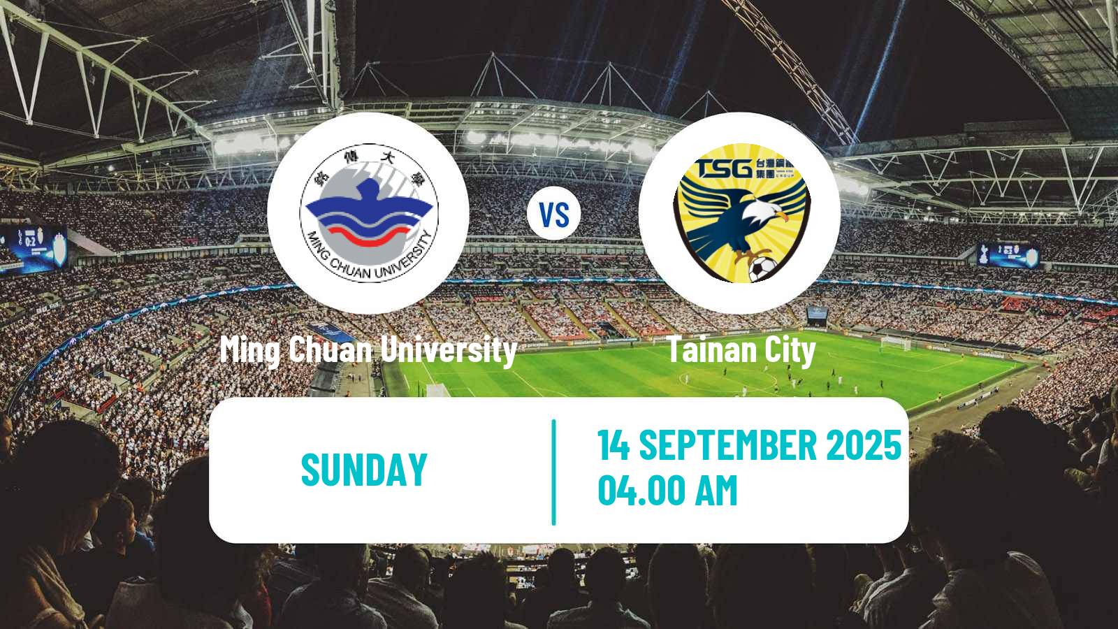 Soccer Taiwan Premier League Ming Chuan University - Tainan City