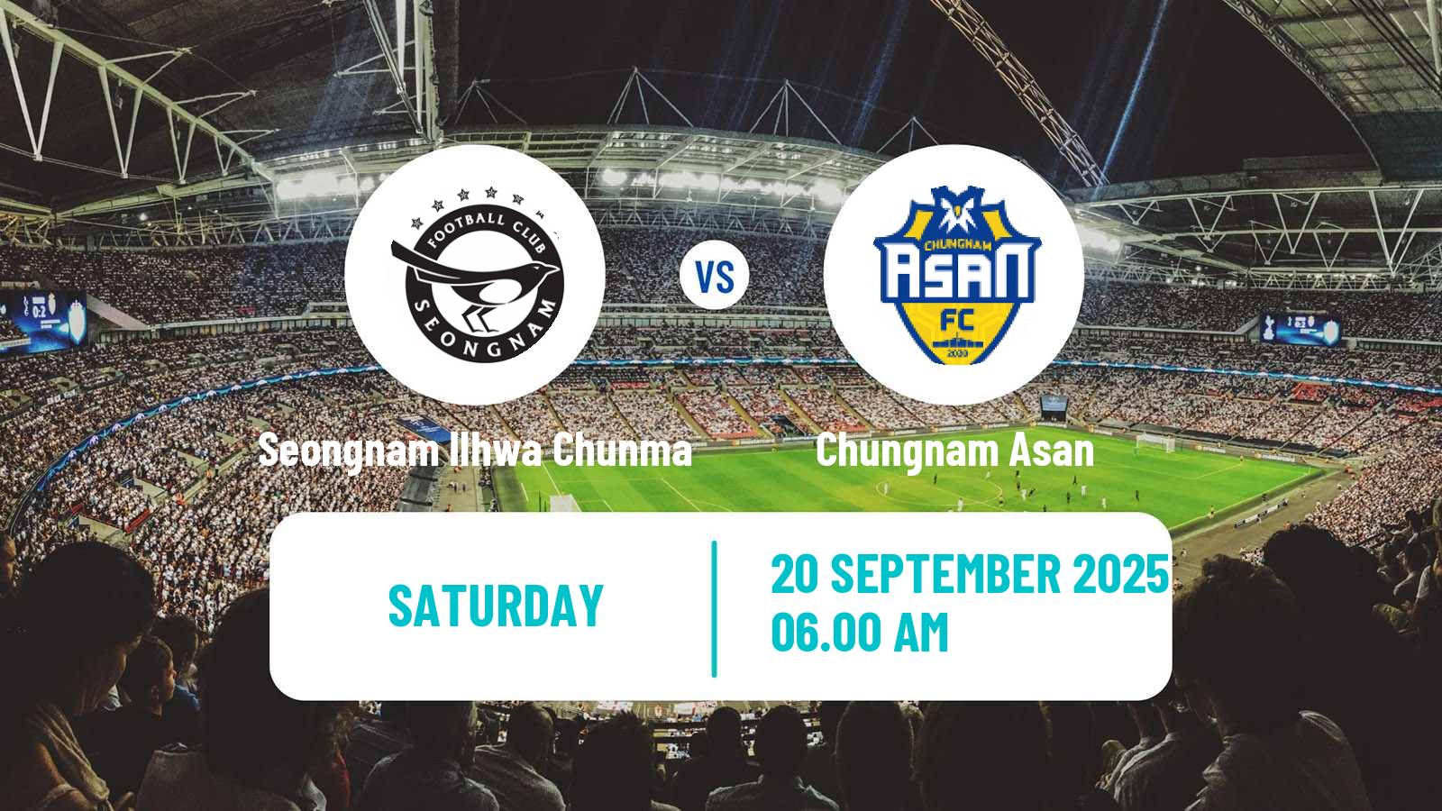 Soccer South Korean K-League 2 Seongnam Ilhwa Chunma - Chungnam Asan