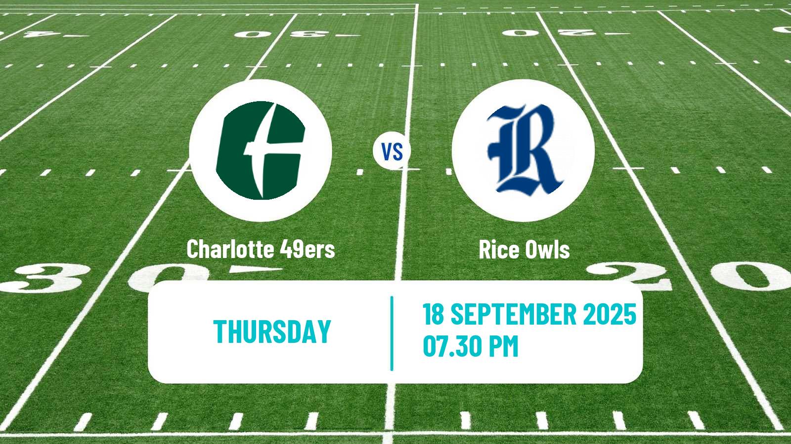 American football NCAA College Football Charlotte 49ers - Rice Owls