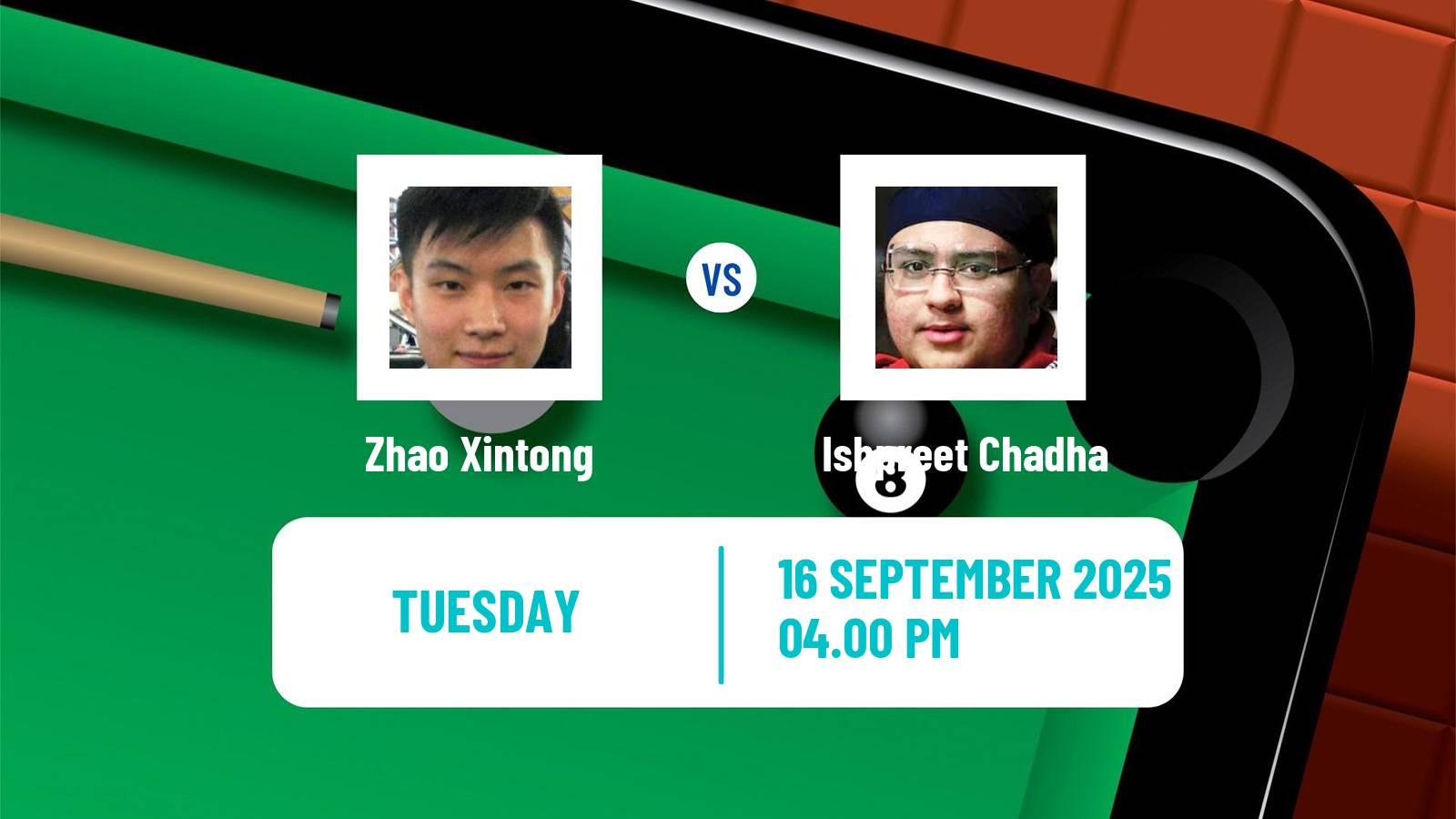 Snooker English Open Zhao Xintong - Ishpreet Chadha