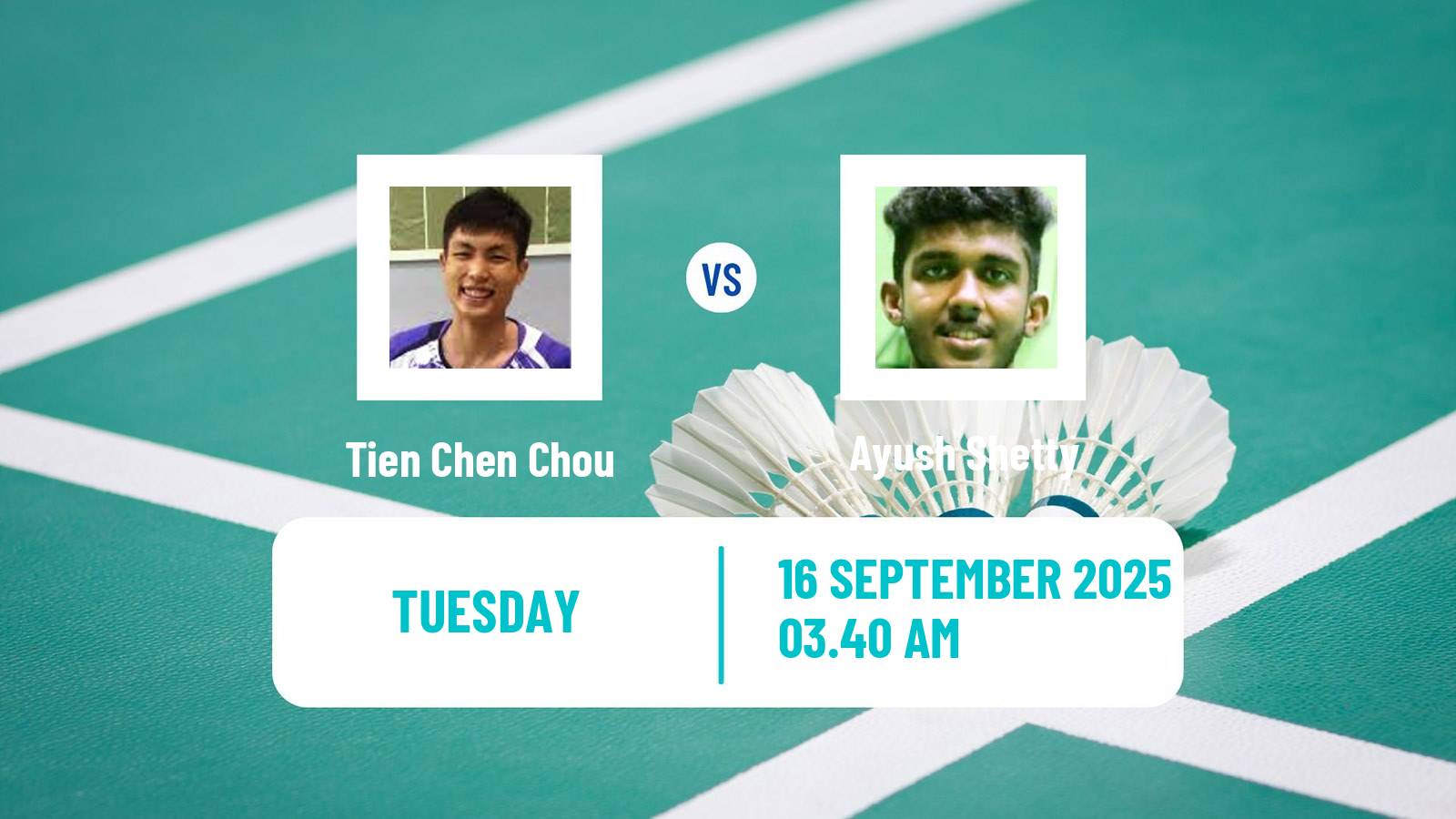 Badminton BWF World Tour China Masters 3 Men Tien Chen Chou - Ayush Shetty