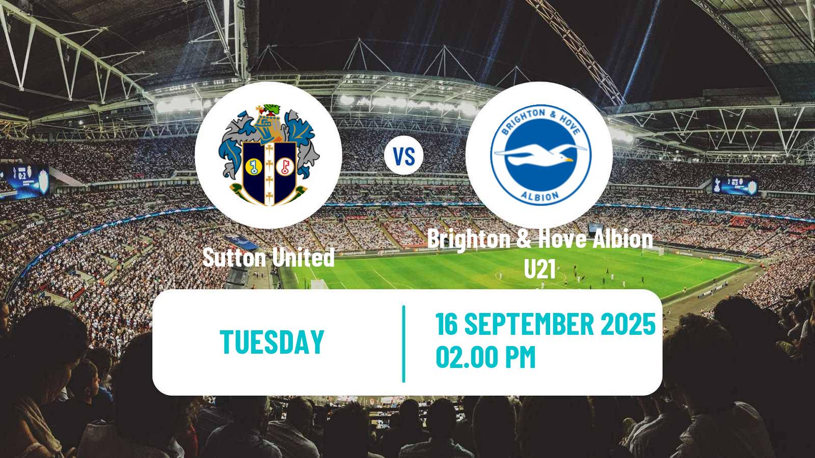 Soccer English National League Cup Sutton United - Brighton & Hove Albion U21