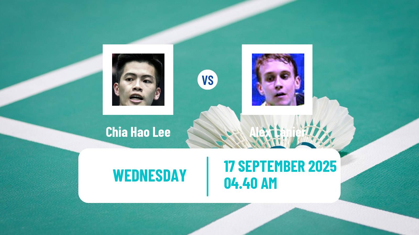 Badminton BWF World Tour China Masters 3 Men Chia Hao Lee - Alex Lanier