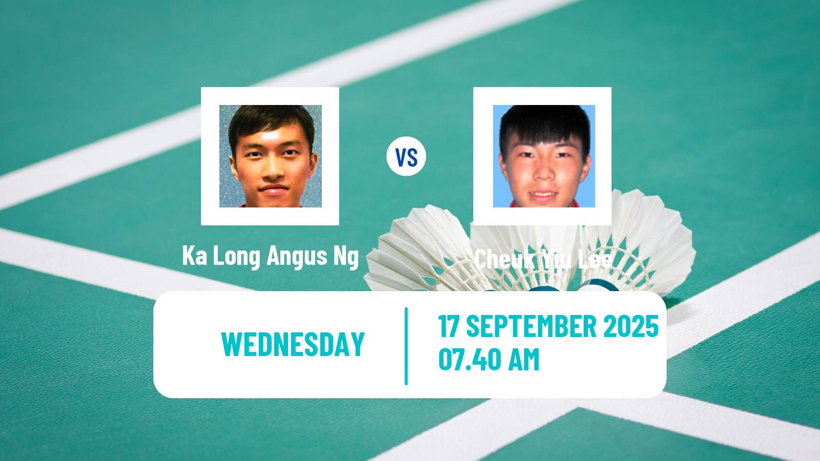 Badminton BWF World Tour China Masters 3 Men Ka Long Angus Ng - Cheuk Yiu Lee