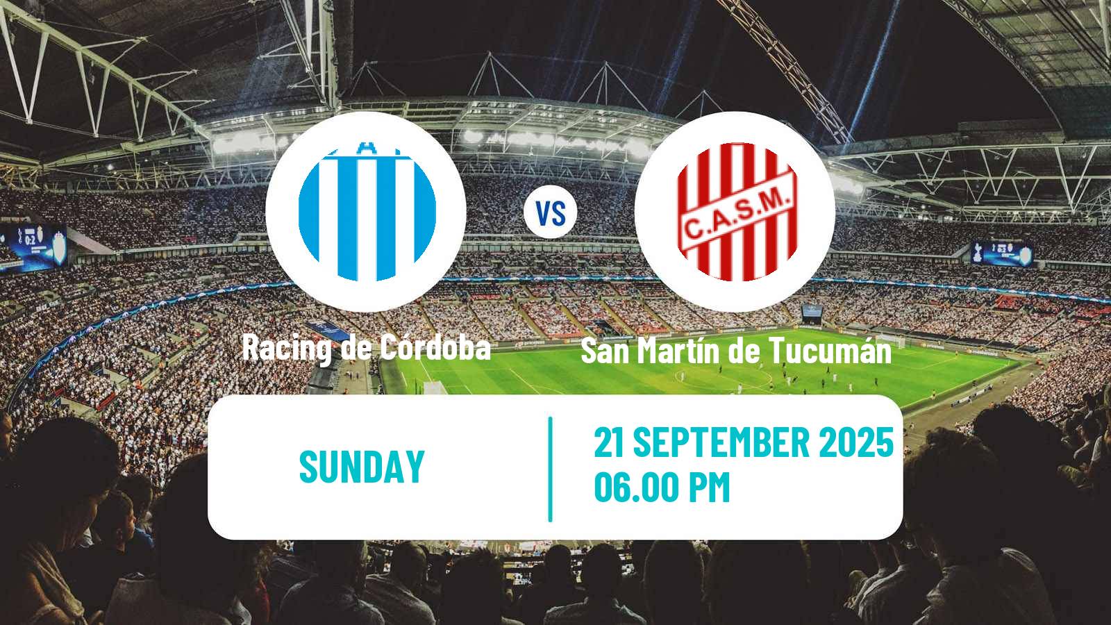 Soccer Argentinian Primera Nacional Racing de Córdoba - San Martín de Tucumán