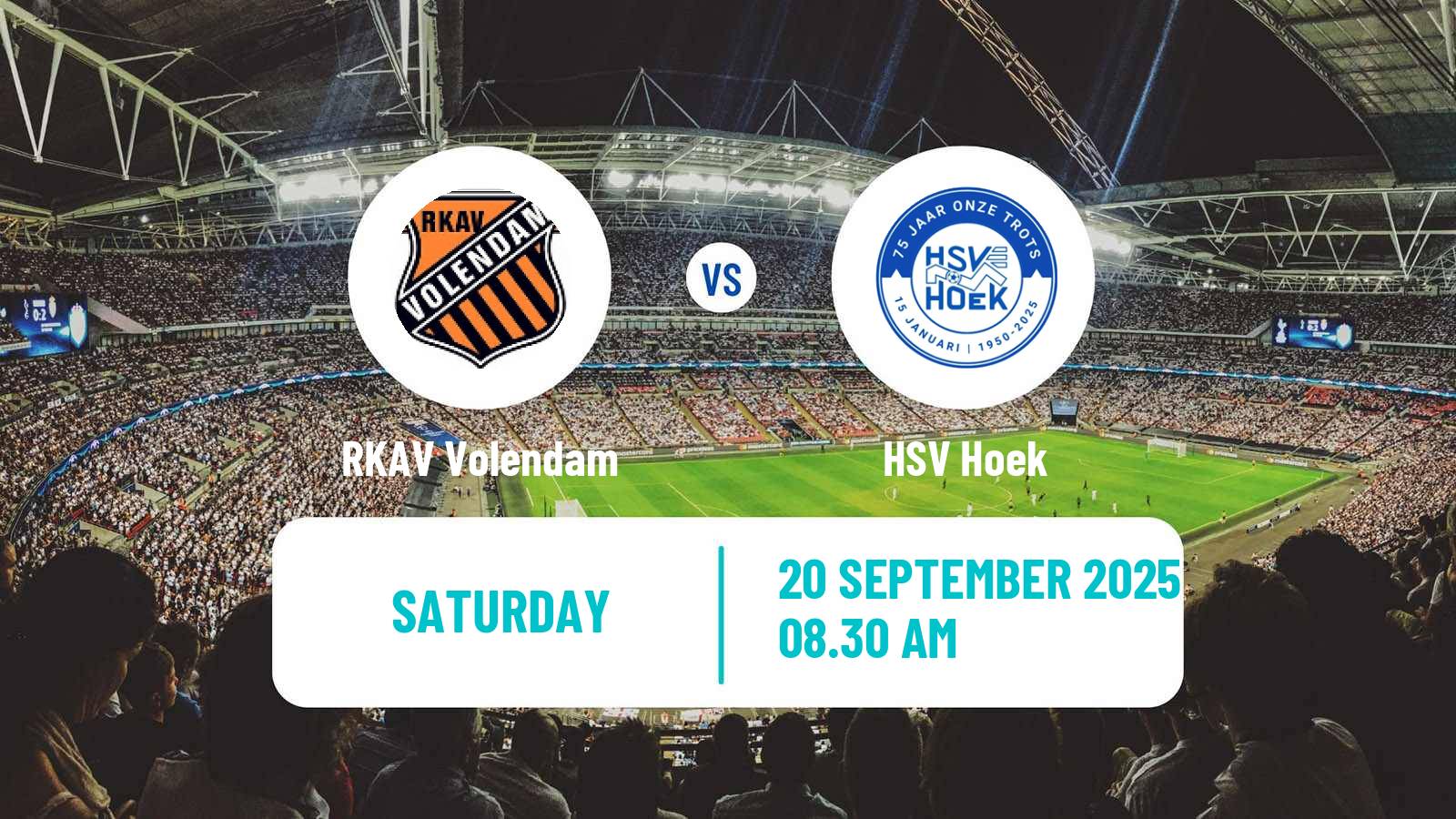 Soccer Dutch Tweede Divisie RKAV Volendam - HSV Hoek