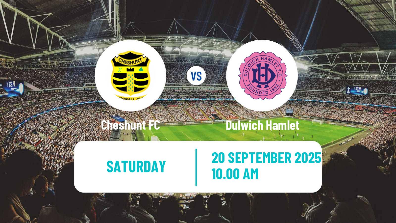 Soccer English Isthmian League Premier Division Cheshunt - Dulwich Hamlet