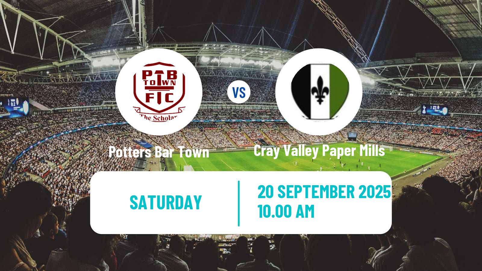 Soccer English Isthmian League Premier Division Potters Bar Town - Cray Valley Paper Mills