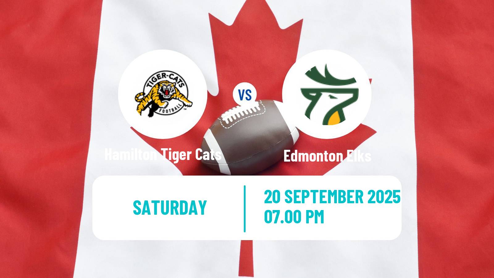 Canadian football CFL Hamilton Tiger Cats - Edmonton Elks
