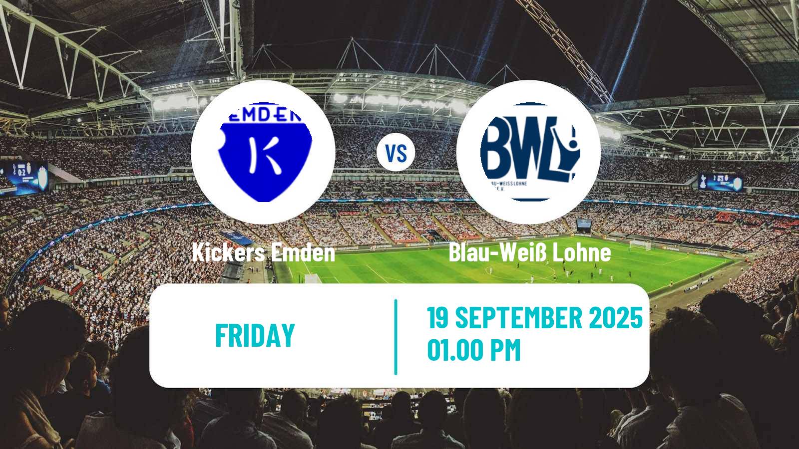 Soccer German Regionalliga North Kickers Emden - Blau-Weiß Lohne