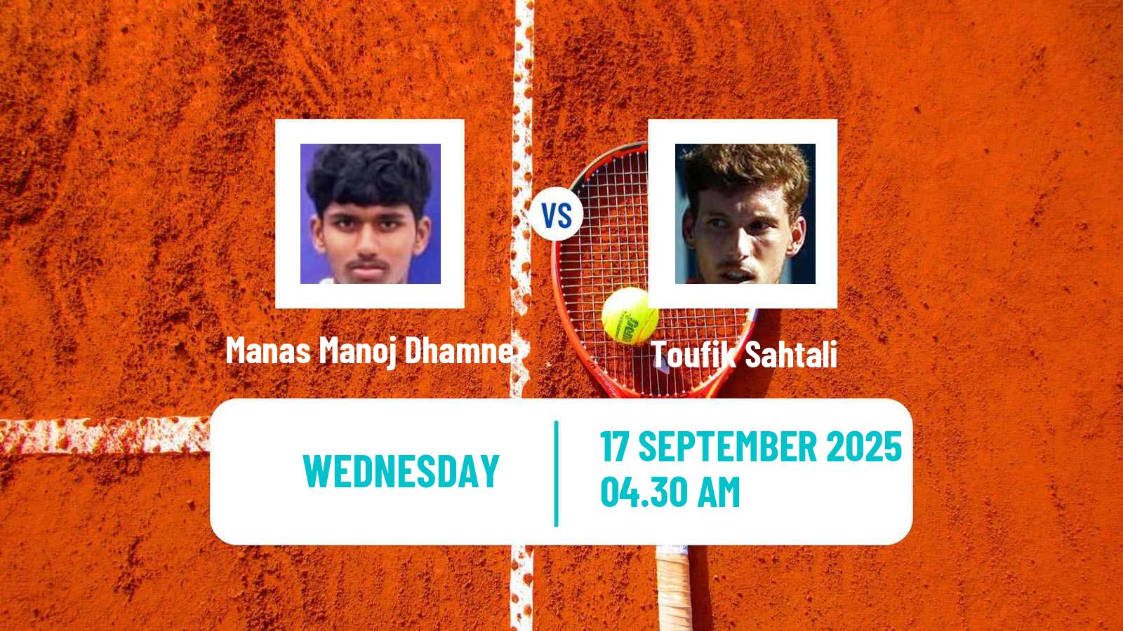 Tennis ITF M15 Monastir 35 Men Manas Manoj Dhamne - Toufik Sahtali