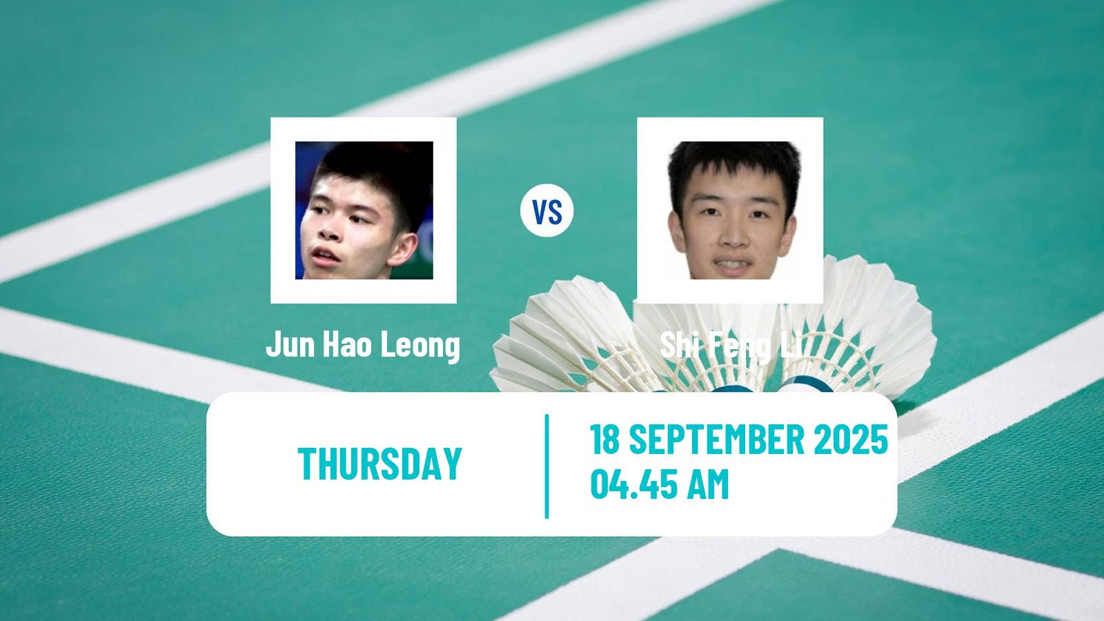 Badminton BWF World Tour China Masters 3 Men Jun Hao Leong - Shi Feng Li
