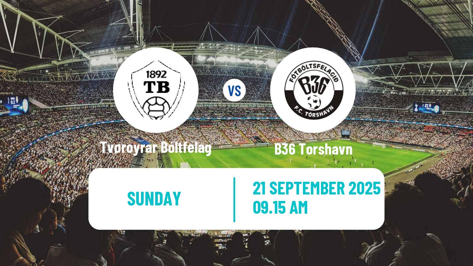 Soccer Faroe Islands Premier League Tvøroyrar Bóltfelag - B36 Torshavn