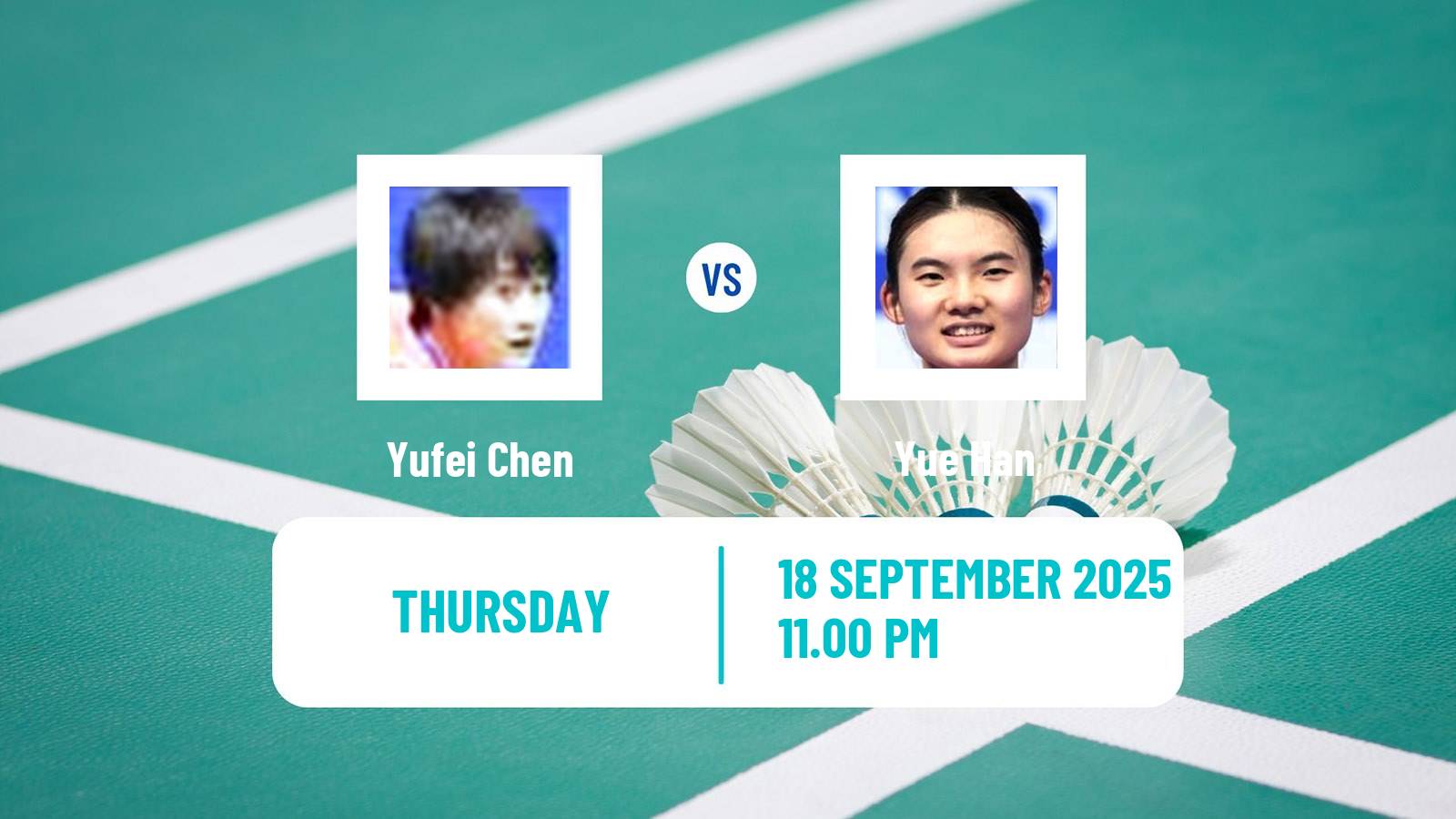 Badminton BWF World Tour China Masters 3 Women Yufei Chen - Yue Han