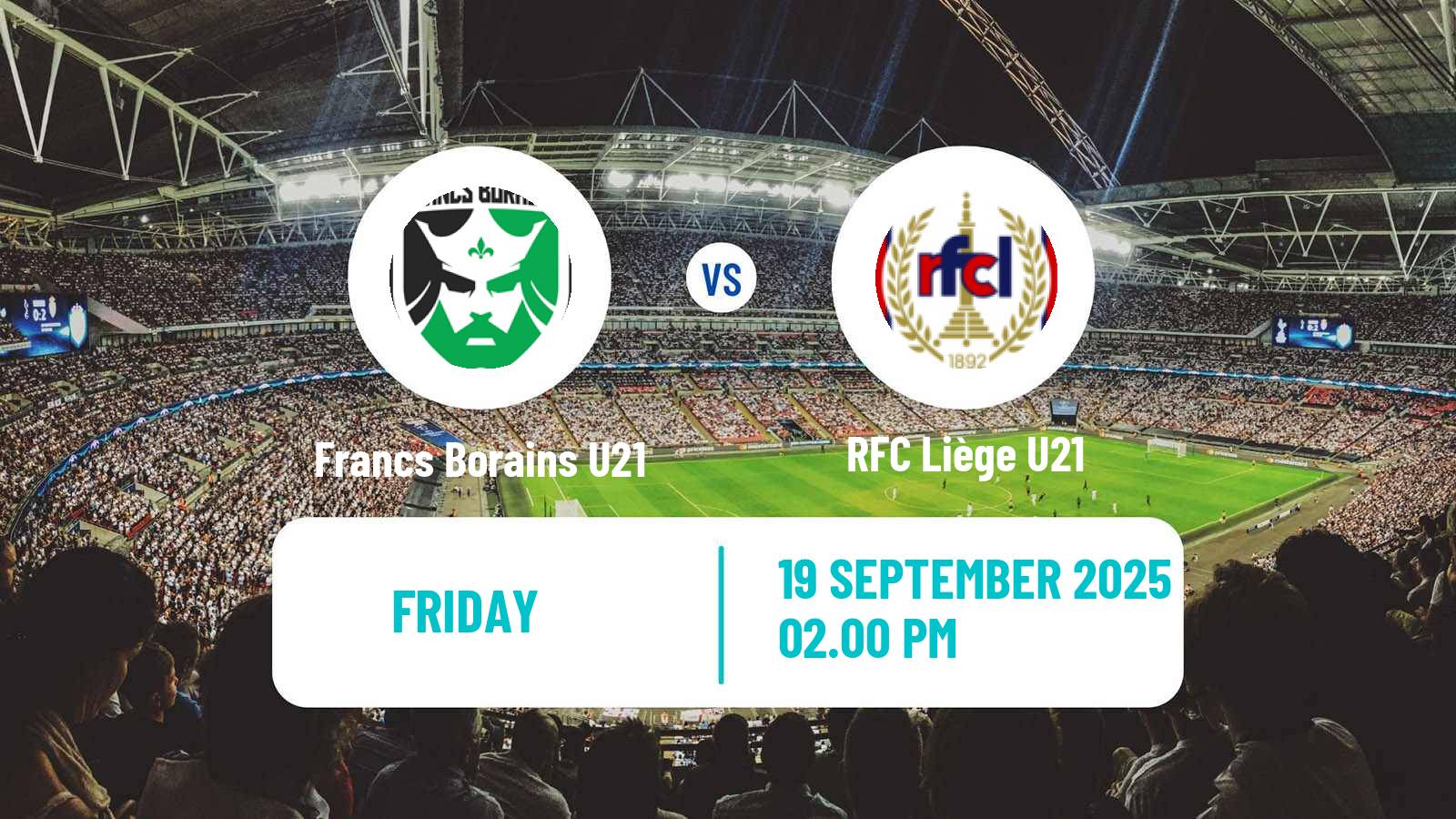 Soccer Belgian Pro League U21 Francs Borains U21 - RFC Liège U21