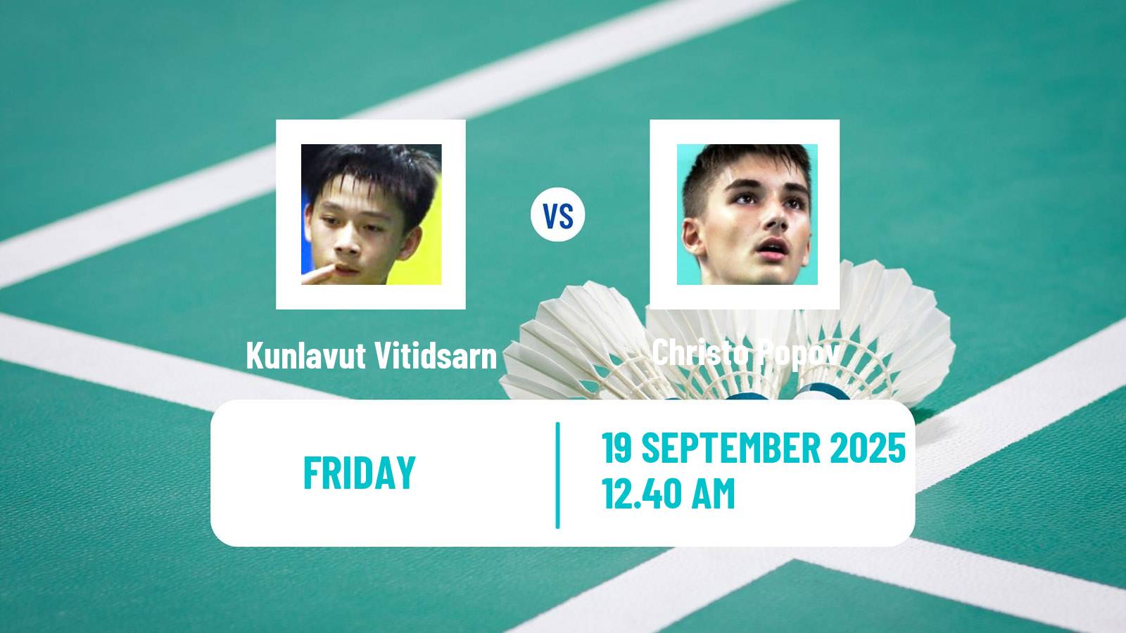 Badminton BWF World Tour China Masters 3 Men Kunlavut Vitidsarn - Christo Popov