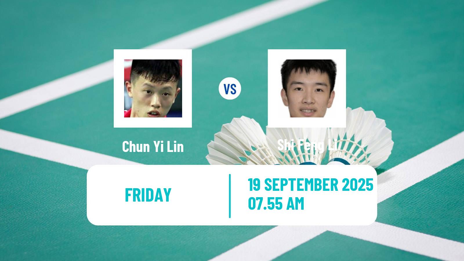 Badminton BWF World Tour China Masters 3 Men Chun Yi Lin - Shi Feng Li