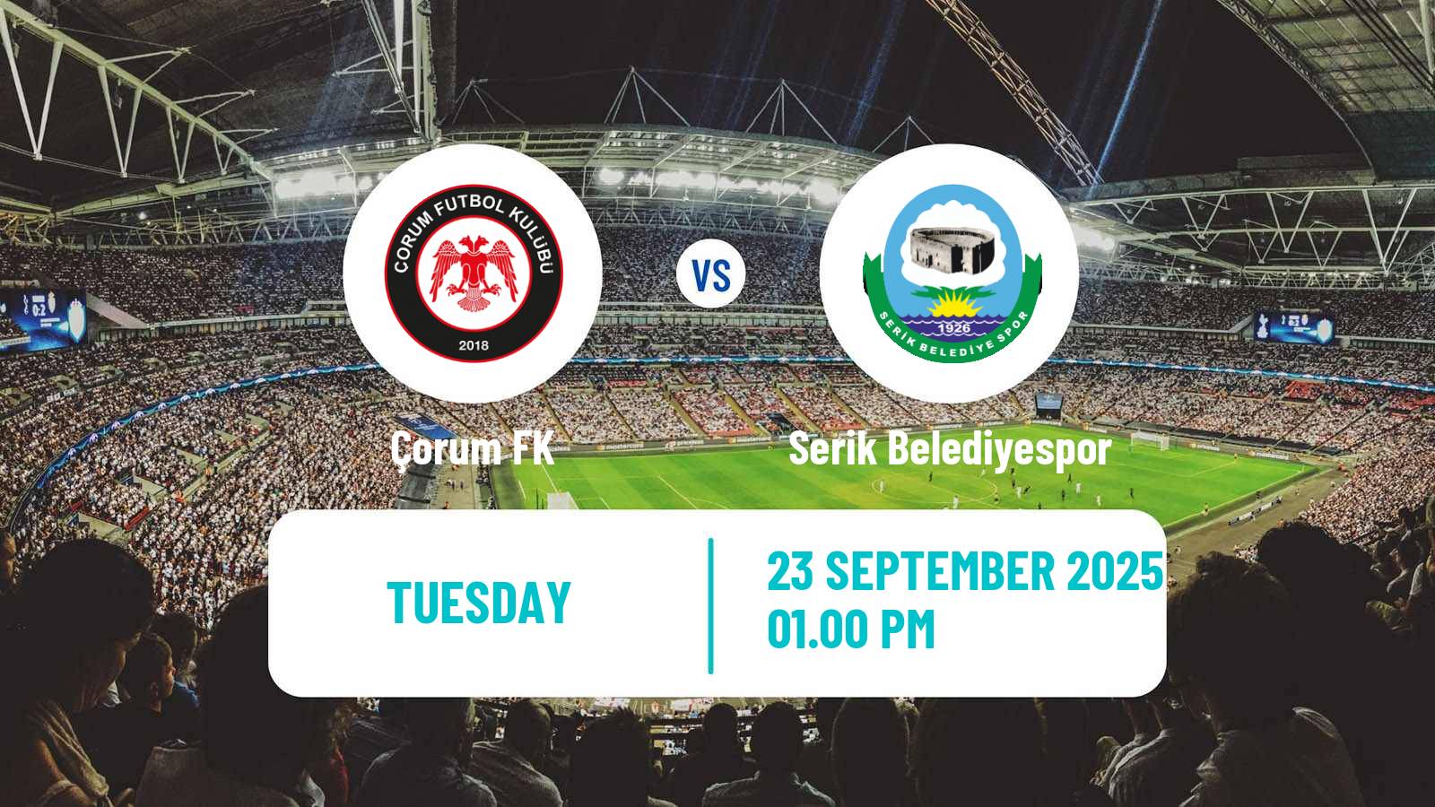 Soccer Turkish First League Çorum - Serik Belediyespor