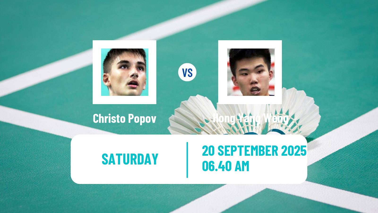 Badminton BWF World Tour China Masters 3 Men Christo Popov - Hong Yang Weng