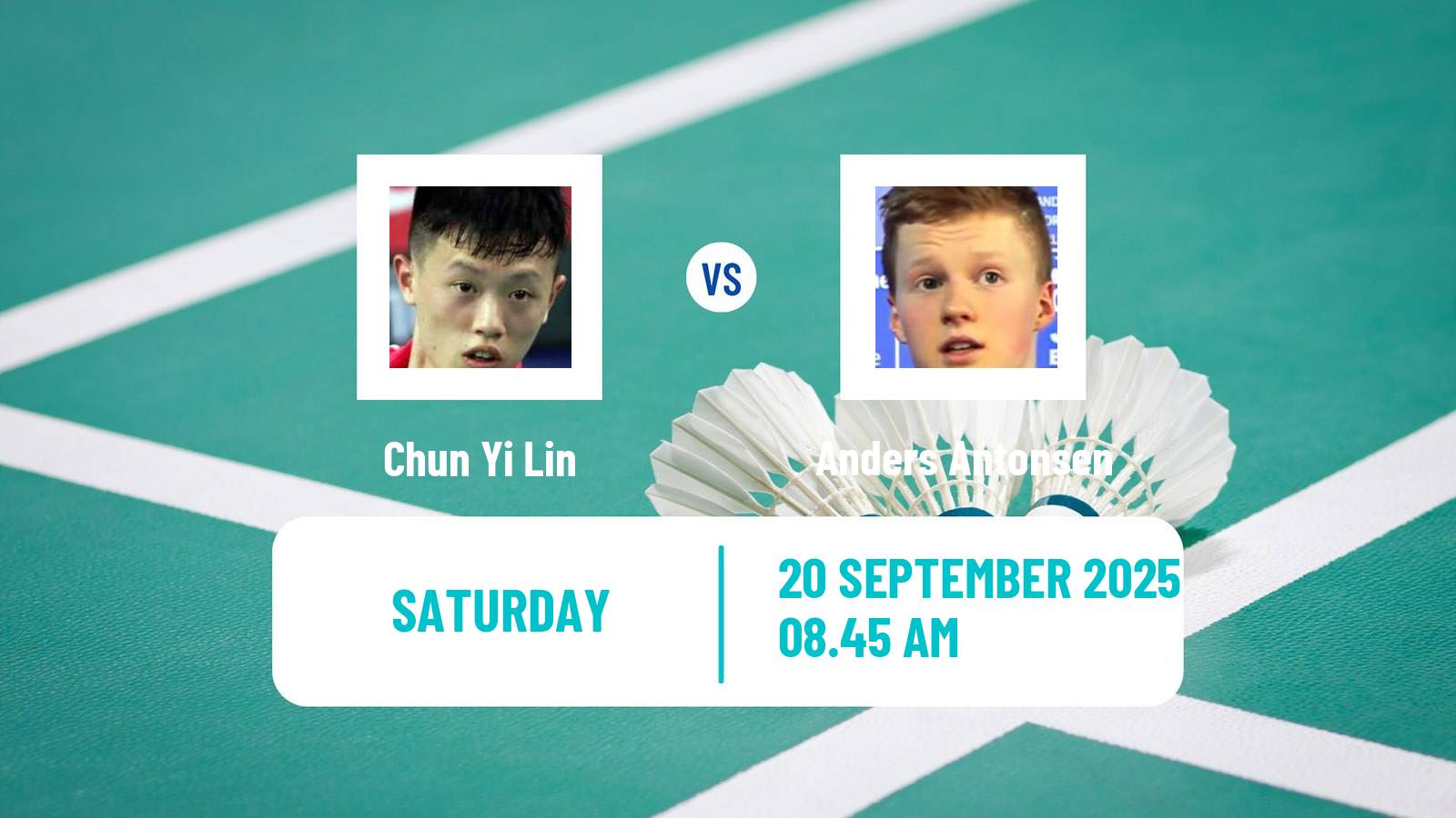Badminton BWF World Tour China Masters 3 Men Chun Yi Lin - Anders Antonsen