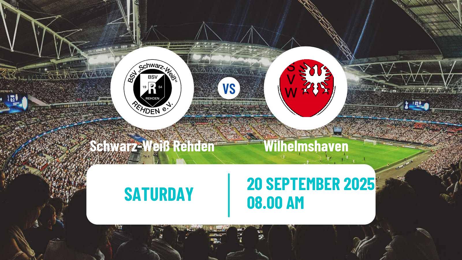 Soccer German Oberliga Niedersachsen Schwarz-Weiß Rehden - Wilhelmshaven