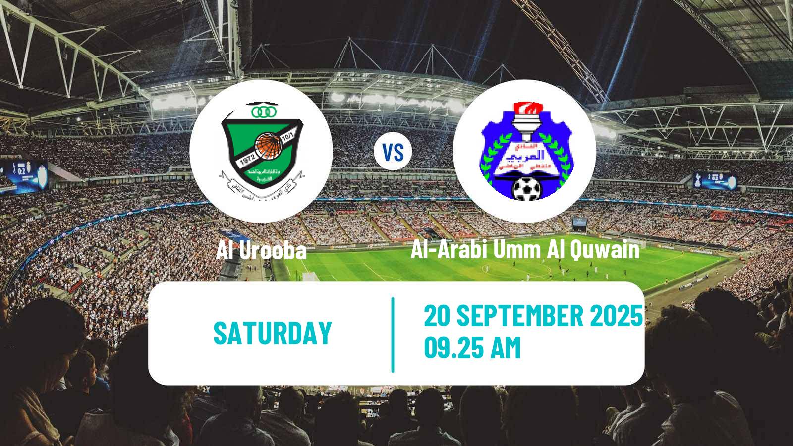 Soccer UAE Division 1 Al Urooba - Al-Arabi Umm Al Quwain