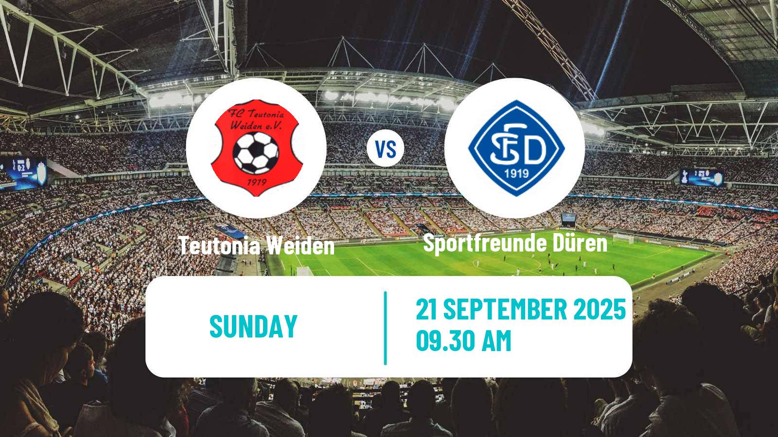 Soccer German Oberliga Mittelrhein Teutonia Weiden - Sportfreunde Düren