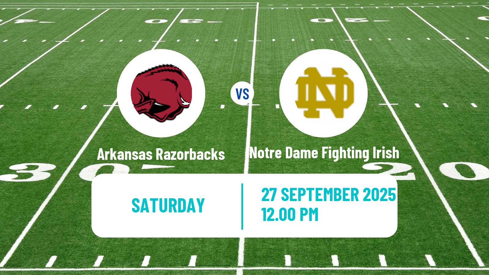 American football NCAA College Football Arkansas Razorbacks - Notre Dame Fighting Irish