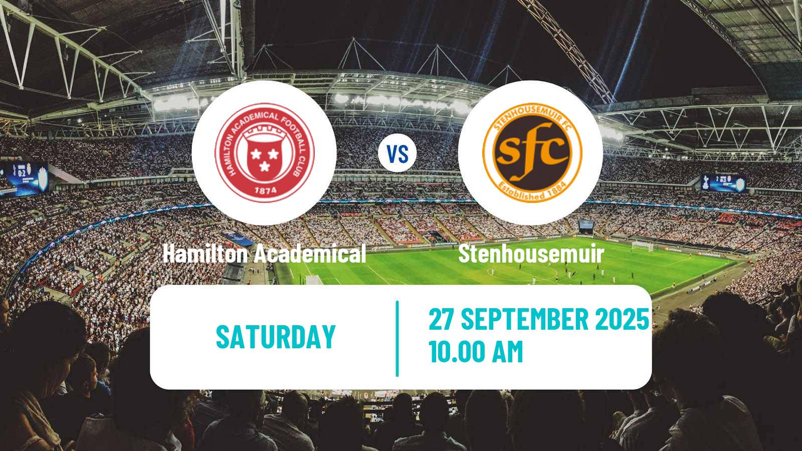 Soccer Scottish League One Hamilton Academical - Stenhousemuir